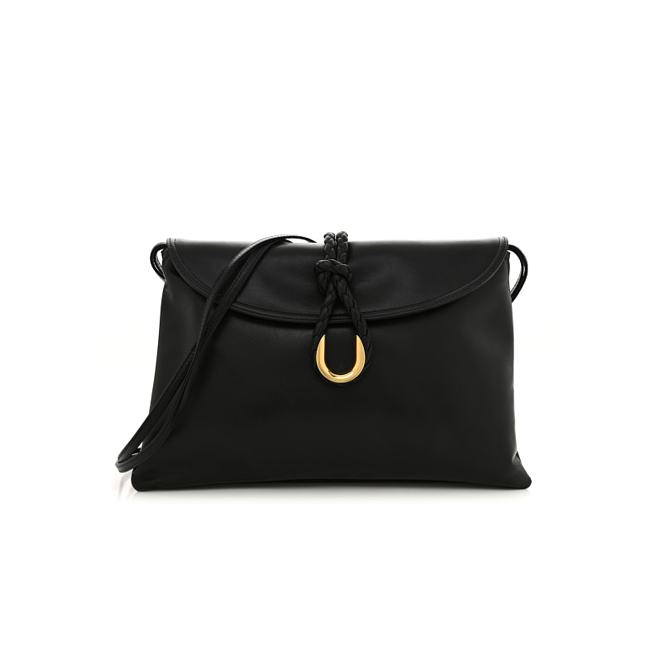 BOTTEGA VENETA Smooth Calfskin Medium Liberta Shoulder Bag Black 30x20x8cm - 1