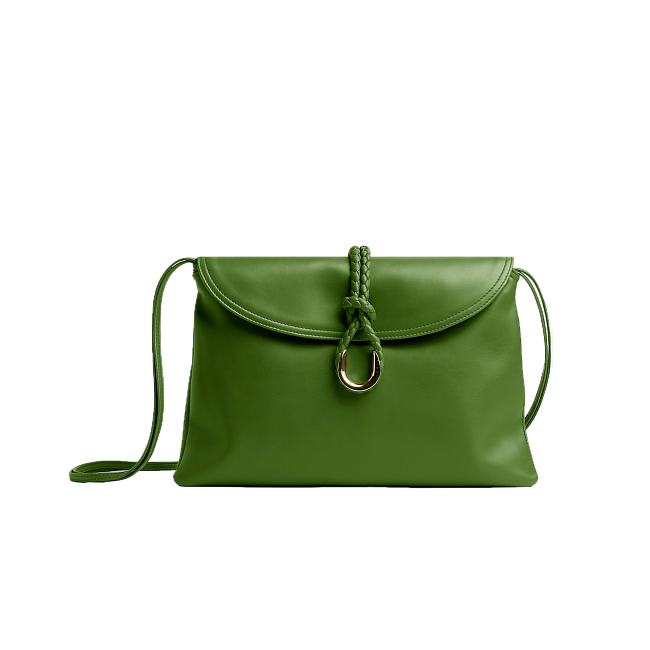 BOTTEGA VENETA Smooth Calfskin Medium Liberta Shoulder Bag Green 30x20x8cm - 1