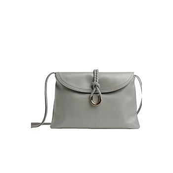 BOTTEGA VENETA Smooth Calfskin Medium Liberta Shoulder Bag Grey 30x20x8cm