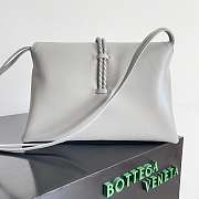 BOTTEGA VENETA Smooth Calfskin Medium Liberta Shoulder Bag Grey 30x20x8cm - 5