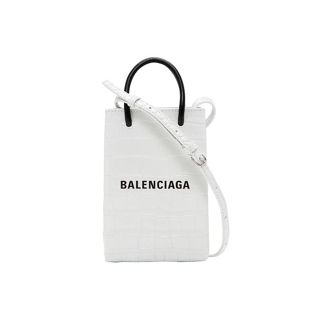 Balenciaga Phone Holder Crossbody Bag White 12x18x7cm - 1