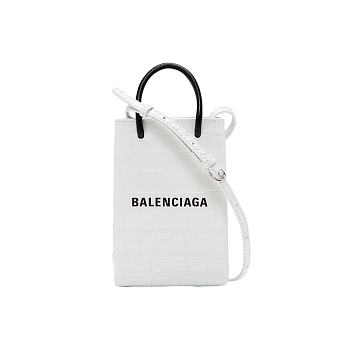 Balenciaga Phone Holder Crossbody Bag White 12x18x7cm