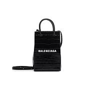 Balenciaga Phone Holder Crossbody Bag Black 12x18x7cm - 1