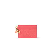 LV Charms Card Holder- Sweet Coral Color 10.2x7.3x0.3cm - 1