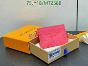 LV Charms Card Holder- Sweet Coral Color 10.2x7.3x0.3cm - 3