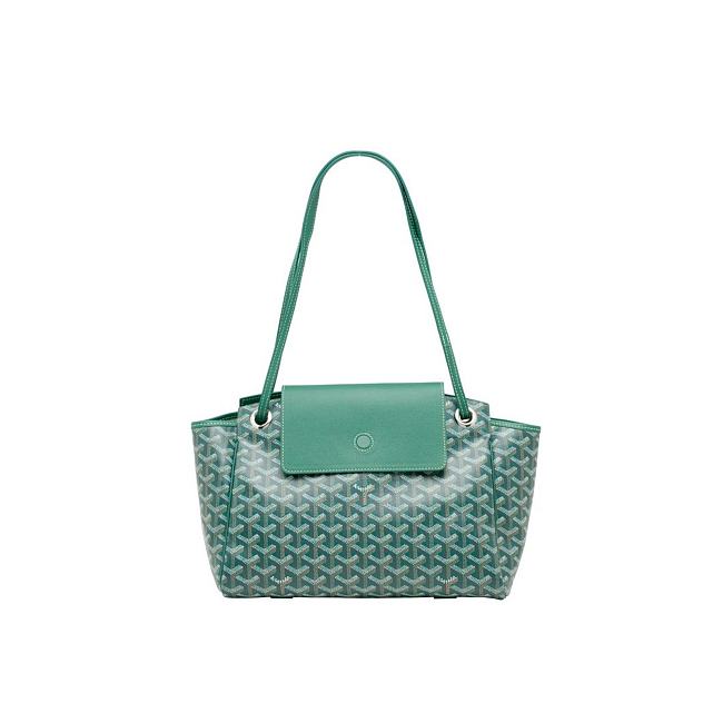 Green Goyard Rouette Handbag with Chevroches Trim and Silver Hardware 30x24x14.5cm - 1