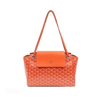 Orange Goyard Rouette Handbag with Chevroches Trim and Silver Hardware 30x24x14.5cm