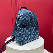Gucci Kids GG Monogram Denim Backpack - Blue 25x32x11cm - 5