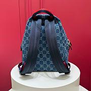 Gucci Kids GG Monogram Denim Backpack - Blue 25x32x11cm - 4