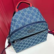 Gucci Kids GG Monogram Denim Backpack - Blue 25x32x11cm - 3