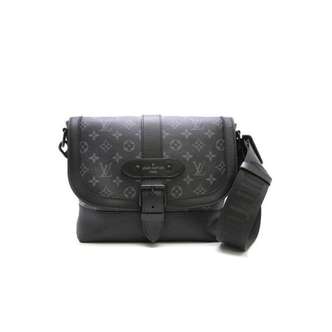 Louis Vuitton Monogram Eclipse Saumur Messenger Shoulder Bag Black M45911 36x23x11cm - 1