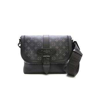 Louis Vuitton Monogram Eclipse Saumur Messenger Shoulder Bag Black M45911 36x23x11cm