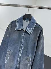 Men's Balenciaga Zip-up Denim Jacket in Blue - 6