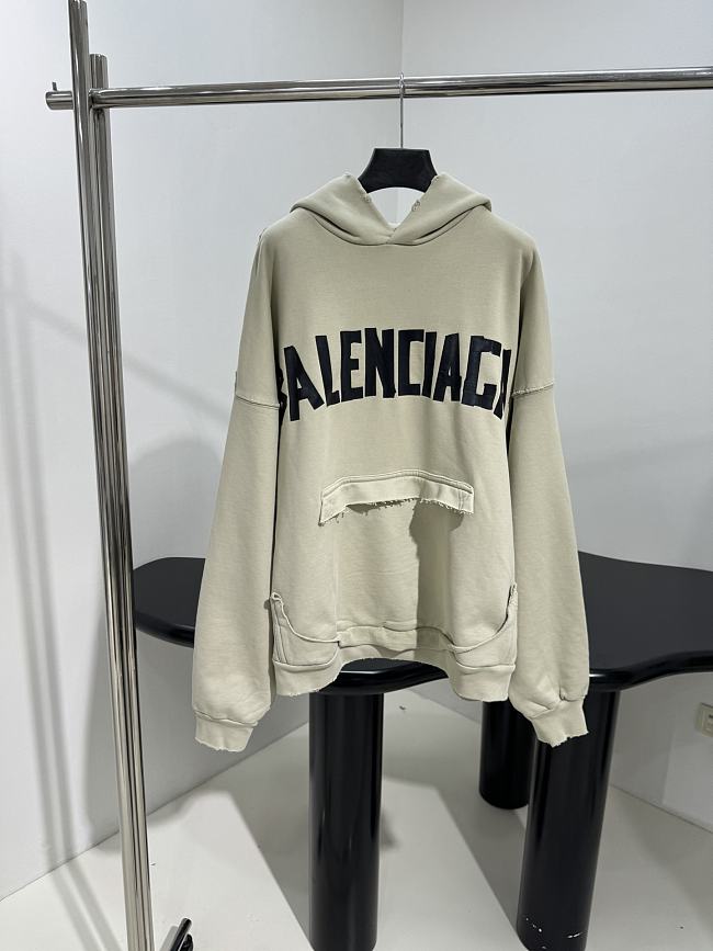 Balenciaga HOODIE WITH RIPPED POCKET - 1