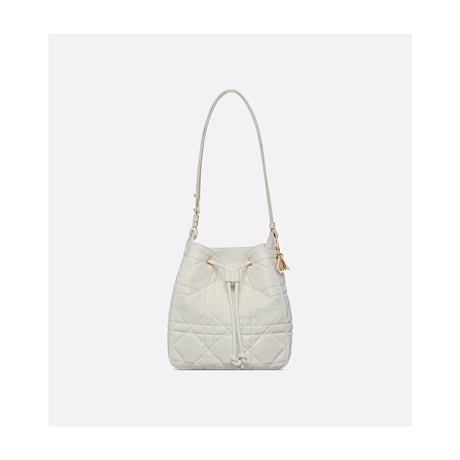 Dior Medium D-Motion Bag Ivory Macrocannage Lambskin 23x24x13cm - 1