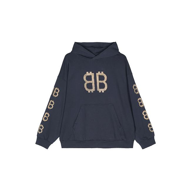 Balenciaga Crypto logo-print Distressed Hoodie | Blue - 1