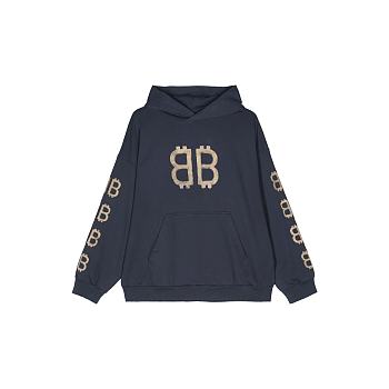 Balenciaga Crypto logo-print Distressed Hoodie | Blue