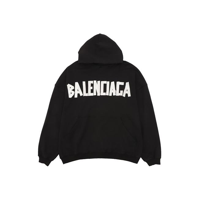 Balenciaga New Tape Type Hoodie | Black - 1