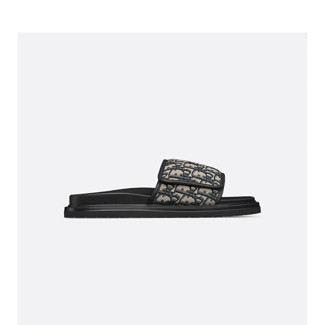 Dior Aqua Sandal Beige and Black Dior Oblique Jacquard - 1