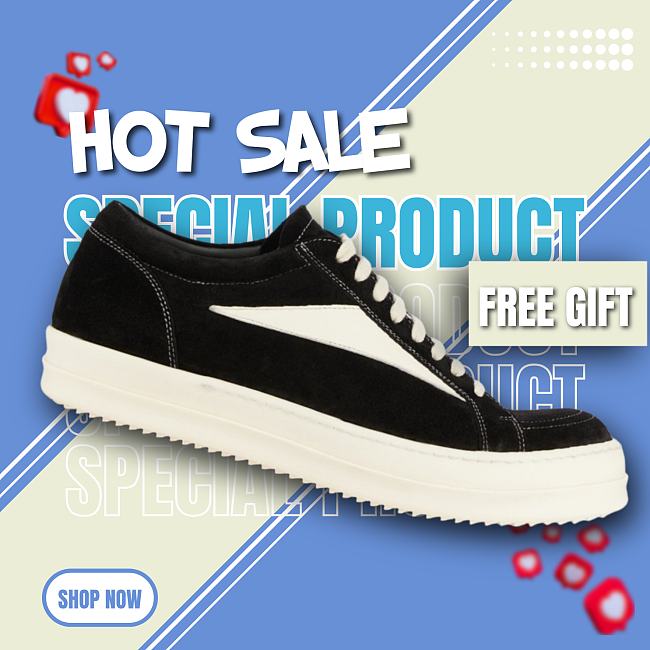 Rick Owens Strobe Vintage Low Black Suede RU01C4897-LVSLPO-911 - 1