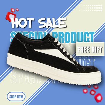 Rick Owens Strobe Vintage Low Black Suede RU01C4897-LVSLPO-911