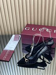 Women's slingback pump with Horsebit in black GG velvet - 6