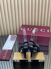 Women's slingback pump with Horsebit in black GG velvet - 3