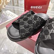 Men's slide sandal in black GG suede - 4
