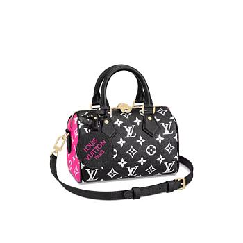 Louis Vuitton Speedy Bandouliere 20 Black/White 20.5x13.5x12cm