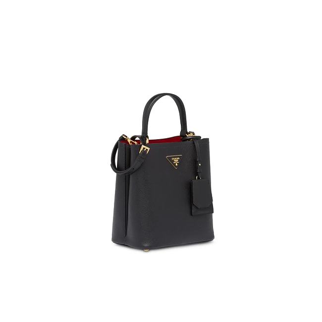 Prada Double Bucket Bag Small Pannier Black 22.5x13x21.5cm - 1