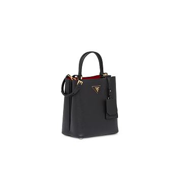 Prada Double Bucket Bag Small Pannier Black 22.5x13x21.5cm