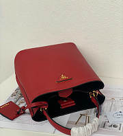 Prada Double Bucket Bag Small Pannier Red 22.5x13x21.5cm - 6
