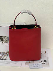 Prada Double Bucket Bag Small Pannier Red 22.5x13x21.5cm - 3