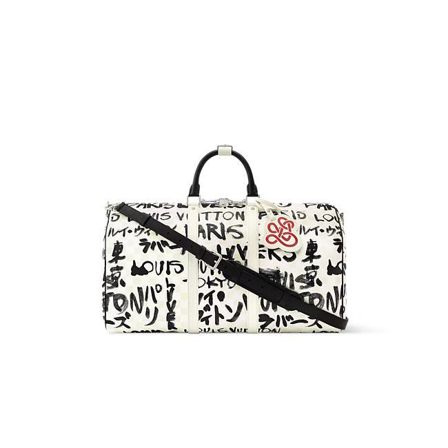 Louis Vuitton Keepall Bandoulière 50 Black/White 50x29x23cm - 1