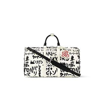 Louis Vuitton Keepall Bandoulière 50 Black/White 50x29x23cm
