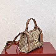 Gucci fabric Padlock small top handle bag in beige and brown 20x13x8cm - 6
