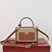Gucci fabric Padlock small top handle bag in beige and brown 20x13x8cm - 3