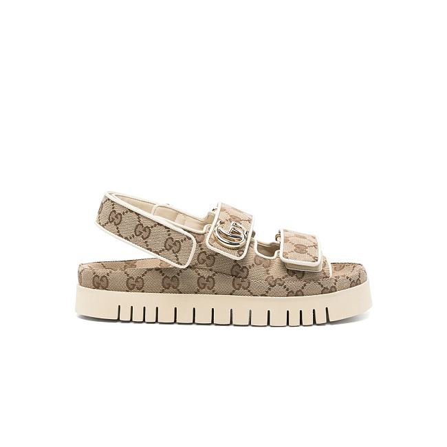 Gucci Monogram Flat Sandals - Neutrals - 1