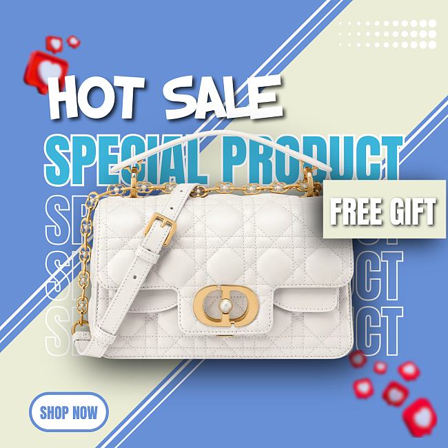 Small Dior Jolie Top Handle Bag Latte Cannage Calfskin 22 x 14 x 8 cm - 1