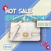 Small Dior Jolie Top Handle Bag Latte Cannage Calfskin 22 x 14 x 8 cm - 1