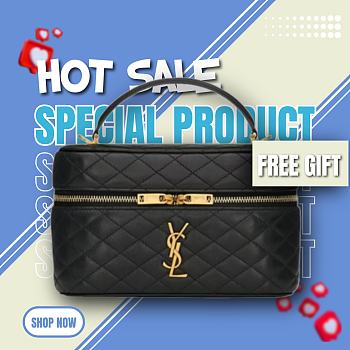 Saint Laurent Gaby Lambskin Vanity Bag Black 18*11*6.5cm
