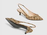 Gucci Horsebit Slingback Pumps Beige Canvas (Women's) 782627 2HK80 9763 - 2