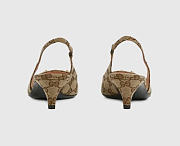 Gucci Horsebit Slingback Pumps Beige Canvas (Women's) 782627 2HK80 9763 - 3
