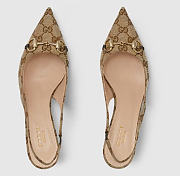 Gucci Horsebit Slingback Pumps Beige Canvas (Women's) 782627 2HK80 9763 - 5