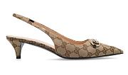 Gucci Horsebit Slingback Pumps Beige Canvas (Women's) 782627 2HK80 9763 - 6
