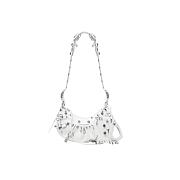 Balenciaga Le Cagole XS Shoulder Bag With Piercing White Arena 671309210G89104  6.3H 10.2W 2.7D Strap 18.1 - 1