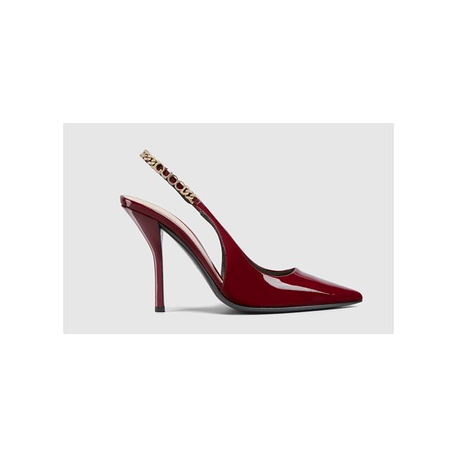 Gucci Signoria Slingback Pump Variation Rosso Ancora Patent Leather 783821 BNC80 6207 - 1