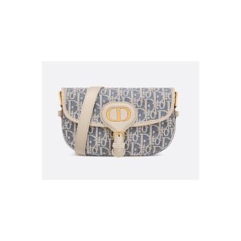 Dior Bobby East-West Bag Blue Dior Oblique Chambray with Raffia Effect and Light Biscuit Smooth Calfskin M9335UDFD_M925 21 x 12 x 5.1 cm