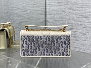 Dior 30 Montaigne Top Handle Bag Blue Dior Oblique Chambray with Raffia Effect and Light Biscuit Smooth Calfskin M9601UDFF_M925 25 x 13 x 4.5 cm - 3