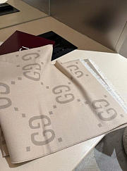 Gucci Jacquard Wool Silk Scarf Ivory And Beige  ‎495592 4G350 9279 W35cm x L190cm - 6